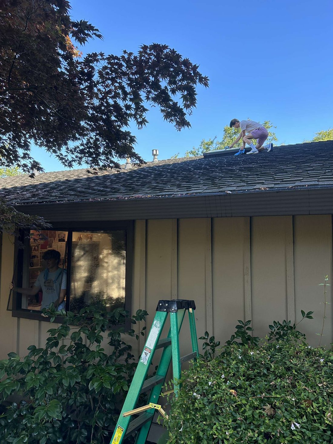 Working on the roof and gutters
